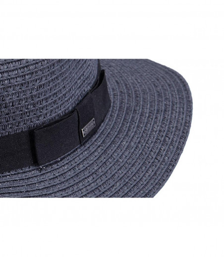 fedora paille bleu